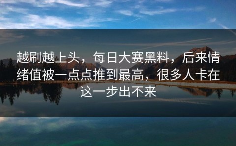 越刷越上头，每日大赛黑料，后来情绪值被一点点推到最高，很多人卡在这一步出不来