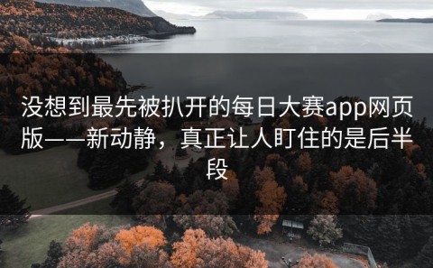 没想到最先被扒开的每日大赛app网页版——新动静，真正让人盯住的是后半段