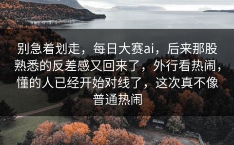 别急着划走，每日大赛ai，后来那股熟悉的反差感又回来了，外行看热闹，懂的人已经开始对线了，这次真不像普通热闹