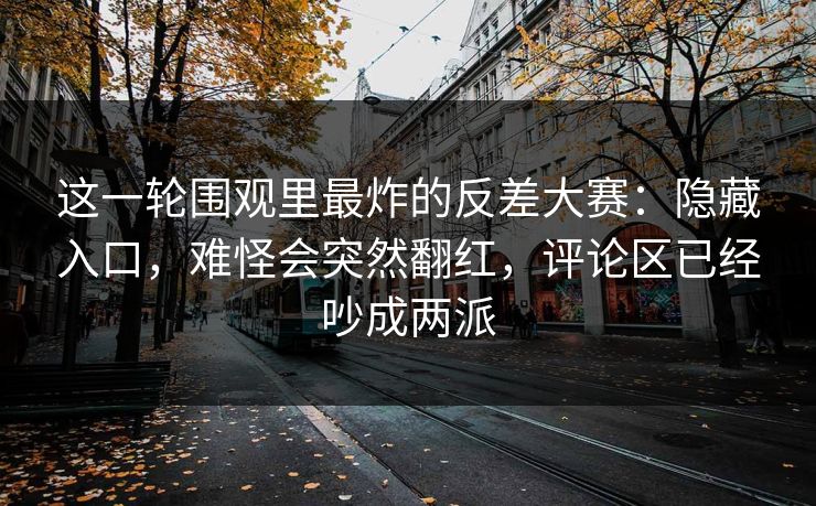 这一轮围观里最炸的反差大赛：隐藏入口，难怪会突然翻红，评论区已经吵成两派
