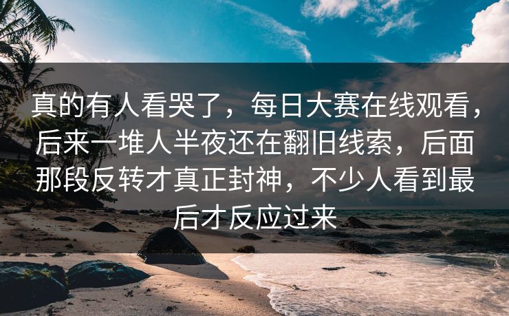 真的有人看哭了，每日大赛在线观看，后来一堆人半夜还在翻旧线索，后面那段反转才真正封神，不少人看到最后才反应过来